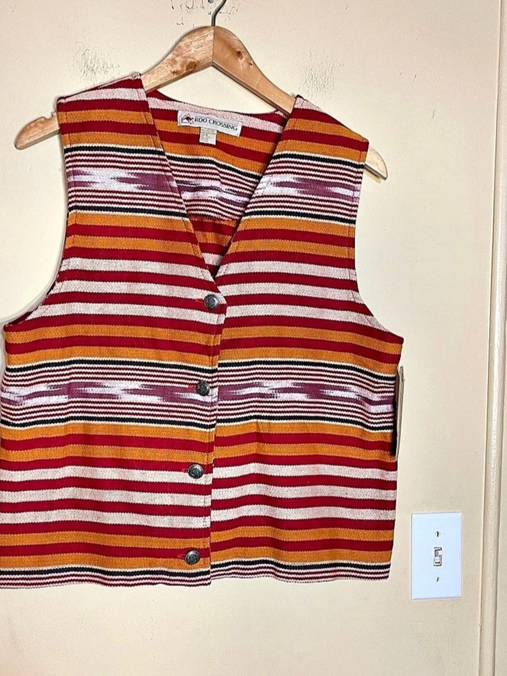 Roo Crossing Striped Cotton Vest in Red & Yellow Size Medium NWT